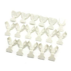 Bandeja de impresión mandibular dentada para instrumentos dentales, con corte de marco, para prótesis, suministros para dientes, manual, estriada, Clase II, 3 mandíbulas - Product Image 2