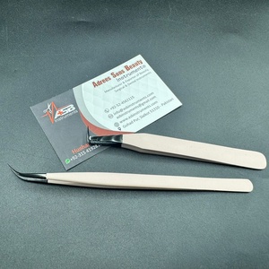 Pinzas para Pestañas de 90 Grados, Color Negro, Delgadas, de Acero Inoxidable Sostenible, con Logotipo Personalizado, Agarre Fuerte, para Extensión de Pestañas - Product Image 5