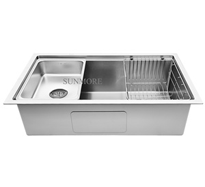 Évier de cuisine de luxe en acier inoxydable 304 gaufré, cuve simple avec surface brossée, prix de gros direct usine du Vietnam - Product Image 4