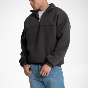Sudadera Oversize con Cremallera de un Cuarto, Logotipo Personalizado, Forro Polar Grueso, Hombros Caídos, Estilo Urbano, 100% Algodón, 400 g/m², con Capucha - Product Image 2