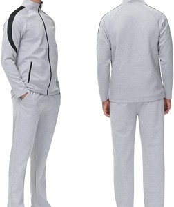 Conjunto Deportivo para Hombre, Color Gris, Cierre Completo, Poliéster, Estilo Deportivo, Cuello Alto, Pantalones de Manga Larga con Bolsillos Laterales, Corte Regular - Product Image 3