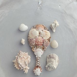 MEILLEUR PRIX Blue Lotus 2025 Beach Style Seashell Mirror pour le toilettage personnel et la retouche de maquillage - Product Image 4