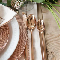Ensemble de couverts de luxe minimalistes en acier inoxydable doré – Service de table élégant et classique, compatible lave-vaisselle, idéal pour les fêtes