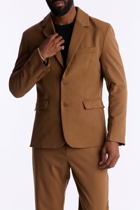 Traje de negocios de alta calidad para hombre, de un solo botón, con cuello de muesca, antiarrugas, de poliéster, corte regular, para hombre. - Product Image 2
