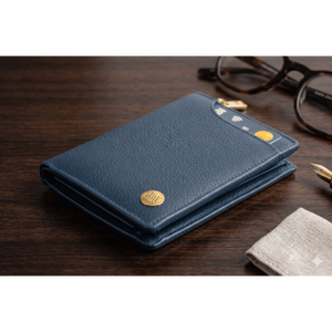 WRIZA Mens Genuine Leather Eco-Friendly Fashion RFID Blocking <b>Wallet</b> | Navy Blue Bifold Coin Pocket Slim Credit Card <b>Holder</b> - Product Image 5