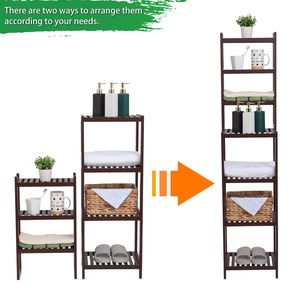 ไม้ไผ่100% 7ชั้นวางในห้องน้ำอเนกประสงค์ถอดออกได้72 43.5 160.7ซม. สีน้ำตาลเข้ม43.5ซม. RT - Product Image 4