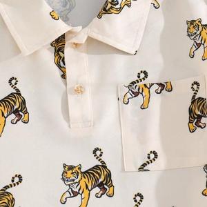 Camisa Moderna para Hombre con Bloques de Color, Bolsillo, Manga Corta, Secado Rápido, Antiarrugas, Tela Ancha de 180g, Tejido de Punto con Spandex/Poliéster, Casual - Product Image 2