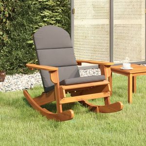 Fauteuil à bascule gris foncé avec structure en bois naturel pour usage extérieur - Product Image 1