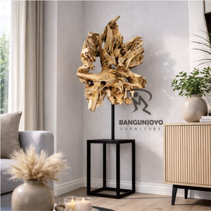 Adjustable Teak Wood Decor <b>Stand</b> with Metal Legs Durable and for Modern Home Living Room Villa Hotel <b>Corners</b> - Product Image 2