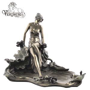 Artesanía de Resina de Lujo Art Nouveau de Diseño VERONESE, Decoración Europea para el Hogar, Bandeja con Figura de Mujer de Pie y Enredaderas, Hecha a Mano y Pintada a Mano - Product Image 3