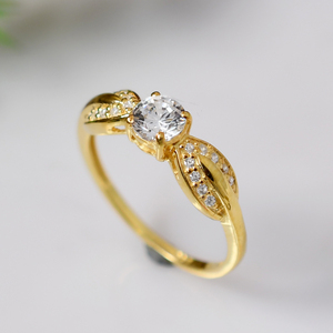 Conjunto de Anillos de Forma Redonda Natural con Detalles de Circonia Cúbica, Plata de Ley 925, Conjunto de Anillos de Compromiso y Boda para Mujer - Product Image 6
