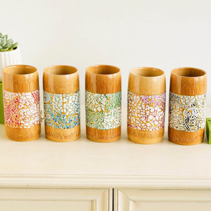 Eco friendly kitchenware custom design <b>cup</b> mug handcrafted bamboo egg shell inlay tea <b>espresso</b> <b>cups</b> - Product Image 1