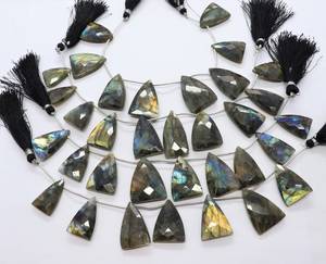 Natural Labradorite Faceted Triangle Shape Beads 16-18 MM Trillion Cut Flashy Labradorite <b>Gemstone</b> Beads 7 Inch Triangle Beads - Product Image 1