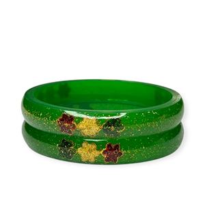 Conjunto de Brazaletes Acrílicos Rojos de Moda con Diseño de Flor y Perlas de Imitación Brillantes, Bañados en Oro, para Bodas - Product Image 3