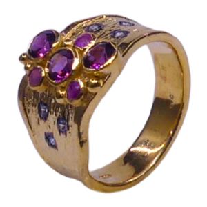 Wedding Wear 925 Sterling <b>Silver</b> Gold Plated Jewelry <b>Garnet</b> Ruby White Topaz Gemstone Women Wear Classic <b>Ring</b> - Product Image 1