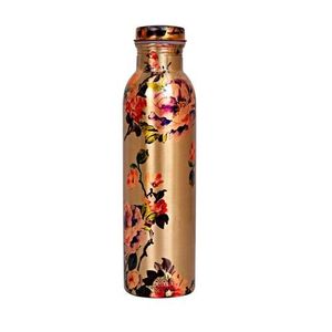 ขวดน้ำทองแดงรักษ์โลก ลายดอกไม้ พกพาสะดวก พร้อมฝาปิด - Product Image 3