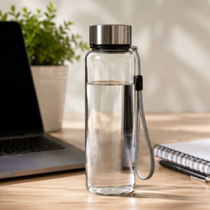 Bouteille d'eau en verre borosilicate faite à la main de 500 ml, sans plomb, réutilisable, anti-fuite, vente en gros - Product Image 1