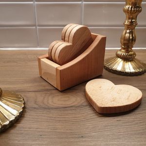 Handmade Wooden Coasters Set, Natural Rustic Wood <b>Drink</b> Coasters for Coffee Table, Dining Table, Kitchen and Home Decor - Product Image 6