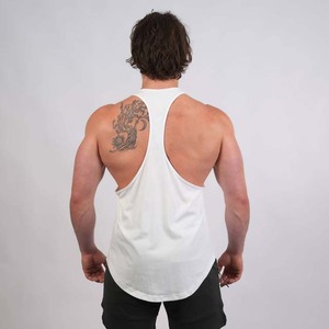 Débardeur Homme Blanc Respirant en Coton et Spandex Tricoté pour Sport, Loisirs, Randonnée, Basketball, Tennis, Football, Gym – Sans Manches - Product Image 4