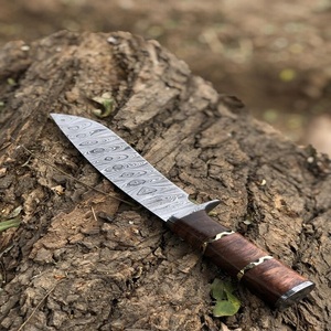 Handmade Damascus Steel <b>Drop</b> Point Straight Professional Multi-functional Camping Carving Knife Full Tang Wood Handle DIY Grade - Product Image 3