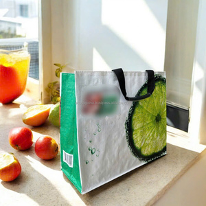 Bolsas DE LA COMPRA tejidas de PP laminadas mate reutilizables ecológicas impresas personalizadas impermeables y resistentes - Product Image 3