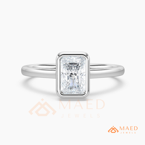 925 Sterling <b>Silver</b> <b>Emerald</b> Cut Moissanite Bezel Engagement <b>Ring</b> Minimal Wedding Jewelry USA Gift Women - Product Image 5