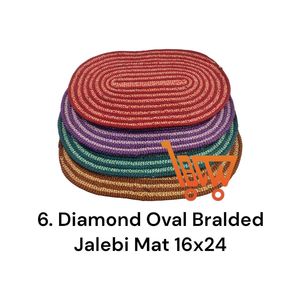 Diamond Oval Braided Jalebi Doormat 16x24 Inch Anti-Slip Floor <b>Mat</b> Plain Coir <b>Mat</b> for Home Hotel Bathroom Door Use for <b>Kitchen</b> - Product Image 2