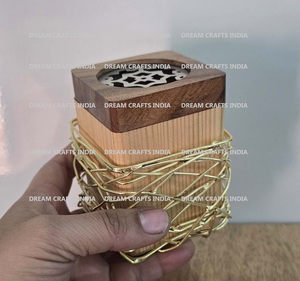 Quemador de Incienso Mubkhar de Madera y Metal, Quemador de Bukhoor para Regalo Religioso de Ramadán, Porta Incienso de Oriente Medio, Madkhan - Product Image 6