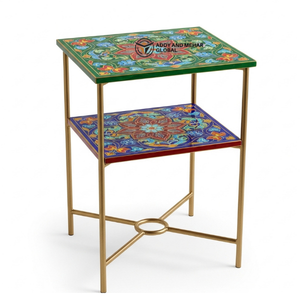 Designer Green Bone Inlay <b>Table</b> – Premium Handcrafted <b>Stool</b> <b>Table</b> for Interiors Ottomans - Product Image 2