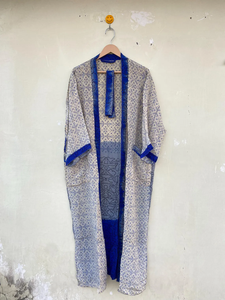 Kimono de baño de algodón hecho a mano vintage en gasa manga larga con cuello en V transpirable verano elegante - Product Image 4