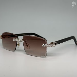 Lunettes de soleil classiques à verres marron, sertissage artisanal, diamants taille cœur, style Hip Hop, lunettes de créateur pour hommes et femmes, verre de luxe - Product Image 2