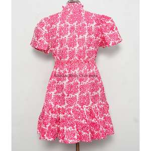 Robe Courte Indienne Faite Main en Coton, Élégante, pour Soirée, Cadeau de Mariée, Personnalisée, Tendance Femme, Imprimé Floral, Silhouette Trapèze - Product Image 6