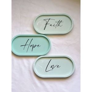 Modern Table <b>Decorative</b> Trays Minimal Oval and Round Resin Design - Product Image 3