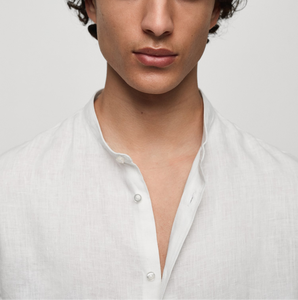 OEM Manufacturer's High Quality Custom Linen <b>Shirts</b> for <b>Men</b> 100% French Linen Stand Mao Collar Long Sleeve Casual Summer Fashion - Product Image 6