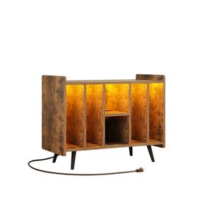 Supporto Girevole per Giradischi con Luce LED e Armadietto Portaoggetti per Dischi in Vinile, Supporto TV per Conservazione Album - Product Image 2