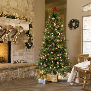 Albero di Natale Artificiale in Pino da 300 cm con 400 Luci LED, Base Decorativa e Ornamenti - Product Image 2