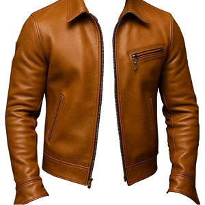 RNSHANGER Mens Motorcycle genuine Casual Jacket Slim Fit Short-<b>Coat</b> Lapel Spring Zipper <b>Stand</b> Windproof zipper lapel jacket - Product Image 4