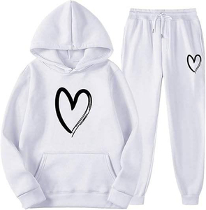 Ensemble de survêtement gris à capuche pour femme, fermeture à cordon, manches longues, tenue décontractée, été, 100 % coton, motif uni, écologique - Product Image 2