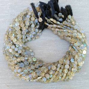 Natural Flashy Labradorite 5-7MM Smooth Coin Shape Gemstone <b>Beads</b> Strand Loose Labradorite <b>Beads</b> For Jewelry Making Wholesale - Product Image 2