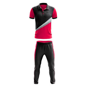 Men's Custom Cricket Uniform Set Blue Pink <b>White</b> Color Blocking Short Sleeve <b>Polo</b> Moisture Wicking Polyester All Seasons Apparel - Product Image 5