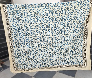 Hand Block Print Cotton <b>Sarong</b> Wrap Beige Floral Beach Pareo Indian Handmade Cover Up Boho Summer Scarf Lightweight Vacation - Product Image 6