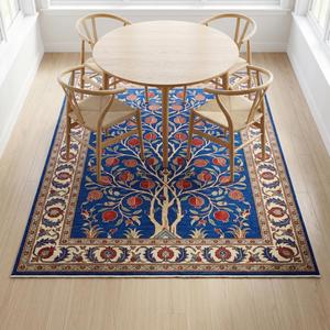 Alfombra de Lana de Lujo con Diseño de Árbol de la Vida, Hecha a Mano, con Diseño Floral Tradicional de Granada, Alfombra Decorativa para Sala de Estar - Product Image 4