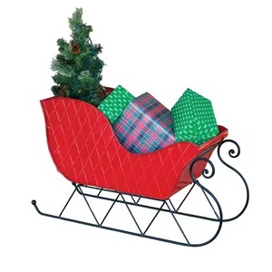 Chariot de Noël vintage en fer rouge, nouveauté, décoration de Noël, porte-bonbons, décoration de table pour les fêtes - Product Image 1