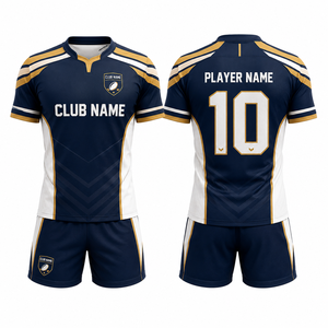 Maillot de football unisexe MEGAMAPLE sans manches, col en V, taille élastique, vert, blanc, or, imprimé par transfert thermique, respirant - Product Image 1
