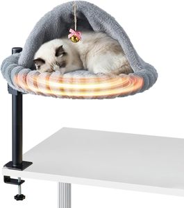 Cat Desk Bed with Self-Heating Pad – Desk Mounted Cat Bed Nest with Bell | Cozy Cat <b>Hammock</b> for Desk, Cat Bed for Desk - Product Image 1