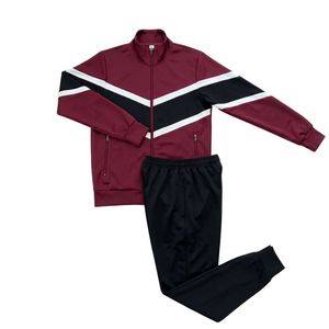 Tracksuit Jogging Suit 2 Piece Set White Navy Blue Polyester Fleece Chevron Block Full Zip Jacket And Tapered Jogger <b>Pants</b> - Product Image 2
