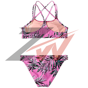 Conjunto de Bikini de Dos Piezas con Logotipo Personalizado, Corte Frontal con Lazos, para Niñas, Traje de Baño Deportivo para Niños, Fabricante OEM - Product Image 4