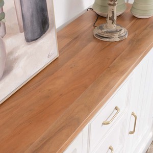 Vandana Crystal Texture White acacia <b>sideboard</b> 165cm with natural Trégastel top - Product Image 5