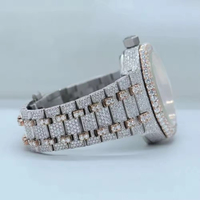 Reloj de Lujo Personalizado con Moissanita y Diamantes, Caja Cuadrada de Acero Inoxidable en Oro Blanco de 41 mm, Cronógrafo Analógico con Movimiento de Cuarzo ETA de 20 mm