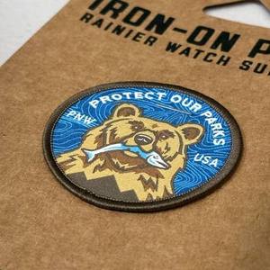 Protect Our Parks <b>Bear</b> 3D Embossed Iron-On Patch Customized for Clothing in Rectangle or <b>Flower</b> Shape USA PNW - Product Image 1